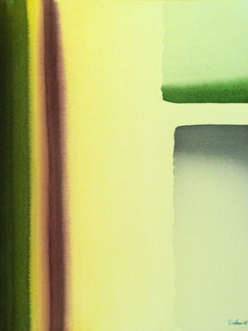green and purple bars and pale-yellow block, watercolor painting