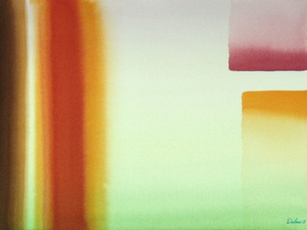 brown and red bars, and purple and orange blocks, watercolor painting