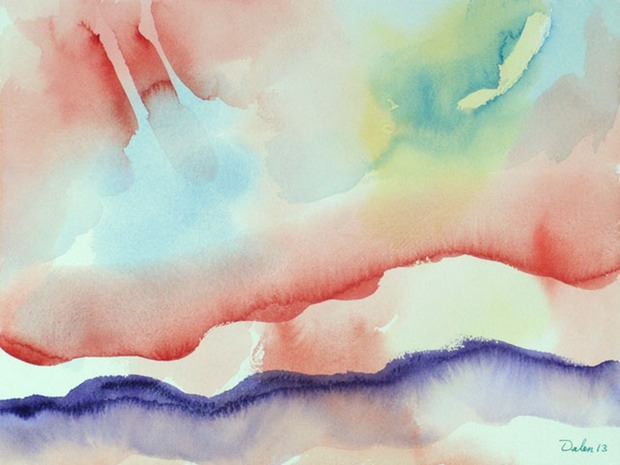 red and purple horizontal oscillations, watercolor painting